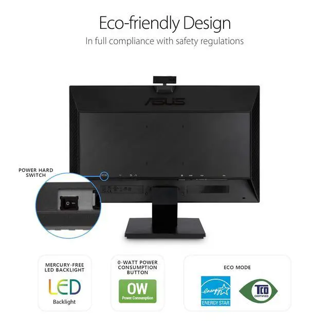 Alt view image 6 of 6 - BE24EQK 24 Business Monitor with 1080P Full HD IPS, Eye Care, DisplayPort HDMI, Frameless, Built-in Adjustable 2MP Webcam, Mic Array, Stereo Speaker, Video Conference,Black