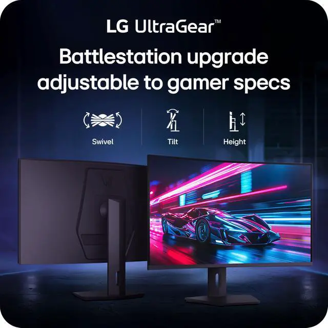 Alt view image 6 of 6 - 32G600A-B 32-inch Ultragear QHD (2560 x 1440) Curved Gaming Monitor, 180Hz, 1ms, AMD FreeSync, HDMI, DisplayPort, Tilt/Height/Swivel Adjustable Stand, Black