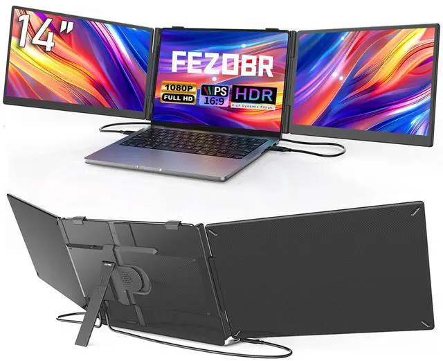 Main image of Laptop Screen Extender, 14" Ultra-Slim Triple Portable Monitor, 1080P FHD IPS Display, USB-C/HDMI Plug & Play, Monitor Extender for 13-17.3" Laptops, Mac/Windows/Chrome