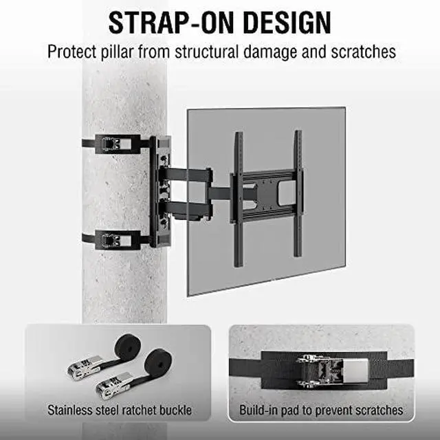 Alt view image 4 of 6 - ZeboZap 32"70" TVs | Outdoor Full Motion TV Mount Fits Pillars & Poles, No Drill Gazebo & Pergola TV Mount, VESA 400x400, Holds 80 lbs