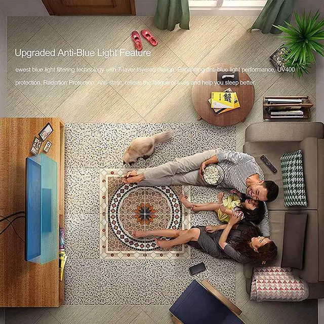 Alt view image 2 of 6 - XRRX 43-65 Inch TV Screen Protector, Frosted Matte Anti Glare Outdoor/Indoor Anti Blue LightDustproof Filter Film, Relieve Eye Strain and Sleep Better, for LCDLED4K OLED / 55in 1211x682mm