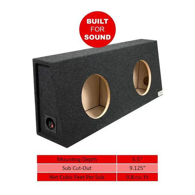 Alt view image 3 of 6 - Bbox Dual 10 Inch Sealed Subwoofer Enclosure - Car Subwoofer Boxes & Enclosures - Premium Subwoofer Box Improves Audio Quality, Sound & Bass - Red & Black Spring Terminals - Charcoal