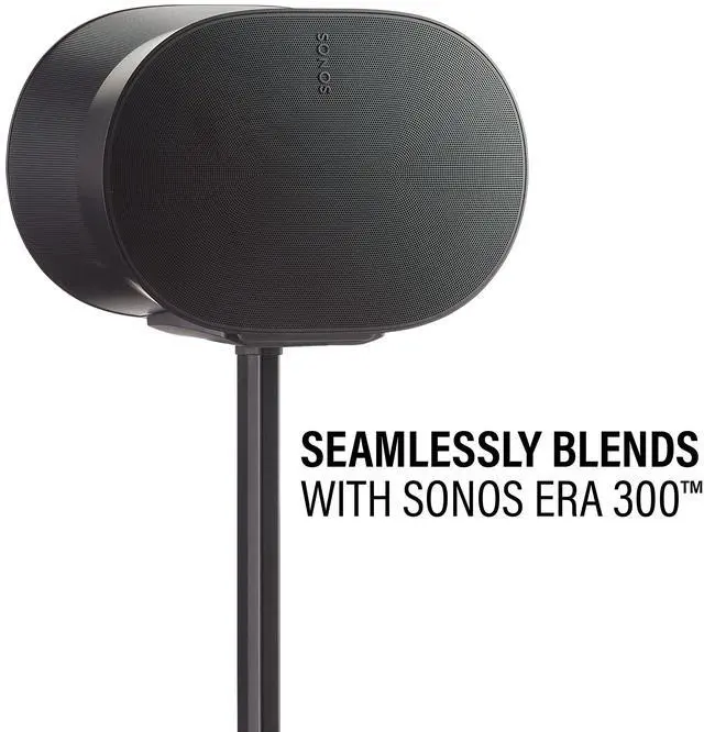 Alt view image 2 of 6 - Height Adjustable Speaker Stand for Sonos Era 300 - 17" Height Adjustment Sonos Stand Includes Carpet Spikes & Rubber Pads - Easy DIY Install Comes w/All Hardware - Black Single