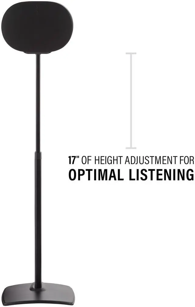 Alt view image 4 of 6 - Height Adjustable Speaker Stand for Sonos Era 300 - 17" Height Adjustment Sonos Stand Includes Carpet Spikes & Rubber Pads - Easy DIY Install Comes w/All Hardware - Black Single