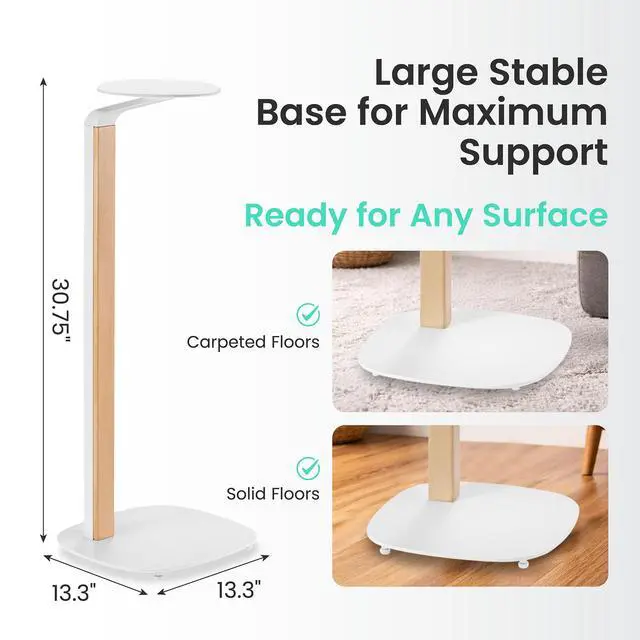 Alt view image 4 of 6 - Universal Wood & Metal Speaker Stands Pair 30.75" Floor Standing for Bookshelf & Compact Speakers | 22 lb Capacity | Cable Management (White and Beech, Universal Speaker Stand)