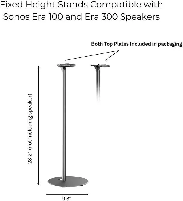 Alt view image 2 of 6 - Fixed Height Floor Stands Compatible with Sonos Era 100, Era 100 SL, Era 300 Speakers - Surround Sound Speaker Stands with Cable Management, Sleek and Secure, 28.2" w/o Speaker, 2 Pack