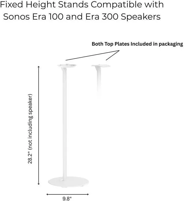 Alt view image 2 of 6 - Fixed Height Floor Stands Compatible with Sonos Era 100, Era 100 SL, Era 300 Speakers - Surround Sound Speaker Stands with Cable Management, Sleek and Secure, 28.2" w/o Speaker, 2 Pack