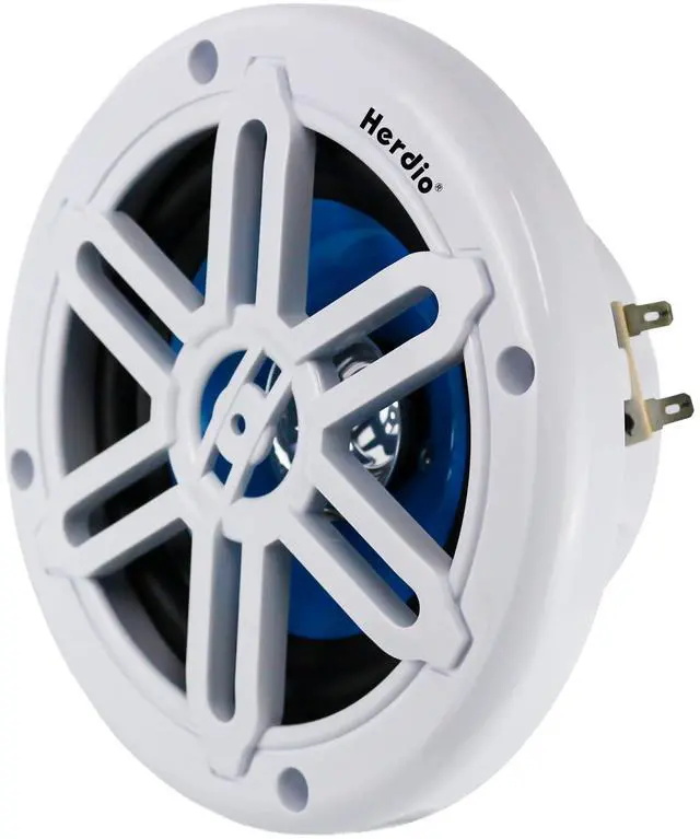 Alt view image 3 of 6 - 5.25" 250W Marine Speakers - IP66 Waterproof Coaxial Audio, with Blue LED Light for Boats, ATVs, UTVs with UV Resistant Black Grille (A Pair)