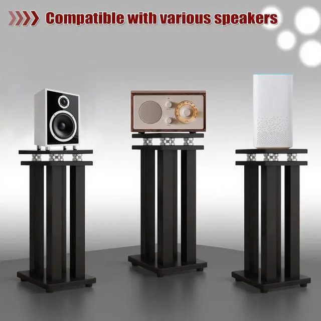 Alt view image 6 of 6 - 17in Heavy Duty Speaker Stands Pair up to 110lbs, Vibration-Absorbing MDF Design Surround Sound Stand for Home Theater Studio, Holds Bookshelf & Satellite Speaker Large Speaker (Black, 17inch)