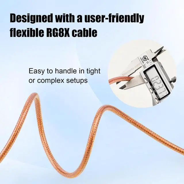Alt view image 4 of 6 - RG8X BNC Extension Cable, Low Loss BNC Male to BNC Male Coaxial Cable, 50 Ohm Flexible Coax Jumper with Dual-Layer Strain Relief for CCTV Security Camera, RF Antennas, Oscilloscope 100FT