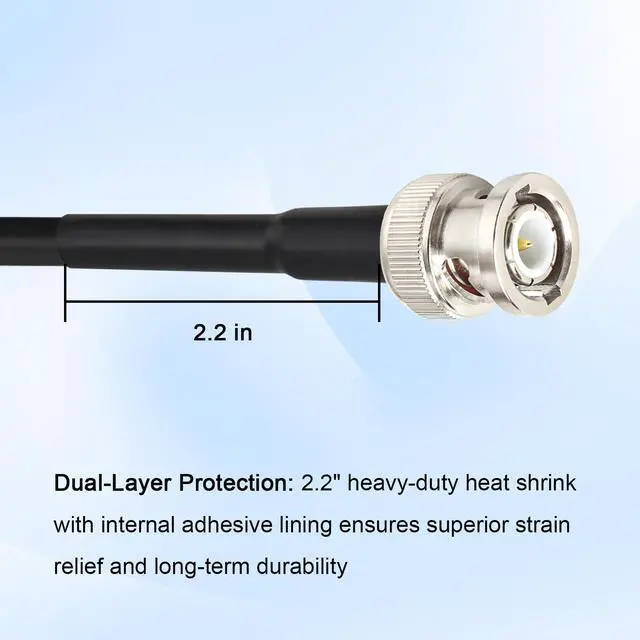 Alt view image 5 of 6 - RG8X BNC Extension Cable, Low Loss BNC Male to BNC Male Coaxial Cable, 50 Ohm Flexible Coax Jumper with Dual-Layer Strain Relief for CCTV Security Camera, RF Antennas, Oscilloscope 100FT