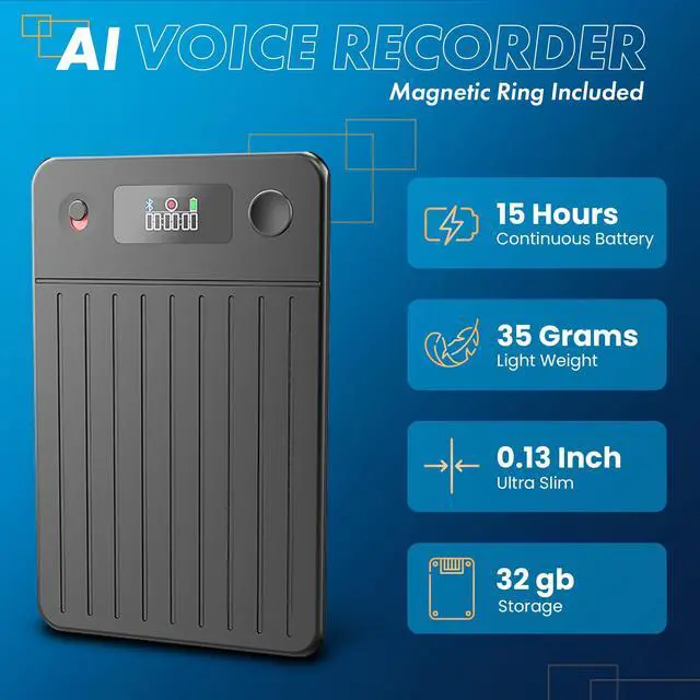 Alt view image 5 of 6 - Note AI Voice Recorder with Playback | App Control | Transcribe & Summarize & Translate with AI Technology + Noise Cancelling | Ideal for Meetings, Calls & Interviews