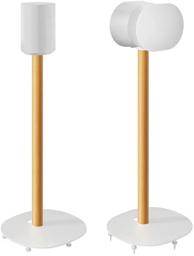 Main image of Speaker Stands Pair for SONOS Era 100 and Era 300,11LBS Capacity,30.6" Fixed Height Floor Stand with Cable Management,Large Base with Two Feet Avaliable,Wooden Speaker Mount,White