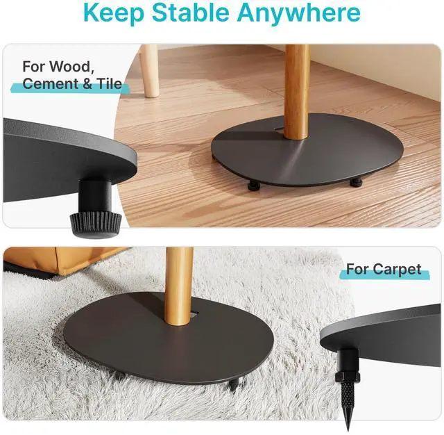 Alt view image 6 of 6 - Speaker Stands Pair for SONOS Era 100 and Era 300,11LBS Capacity,30.6" Fixed Height Floor Stand with Cable Management,Large Base with Two Feet Avaliable,Wooden Speaker Mount,Black