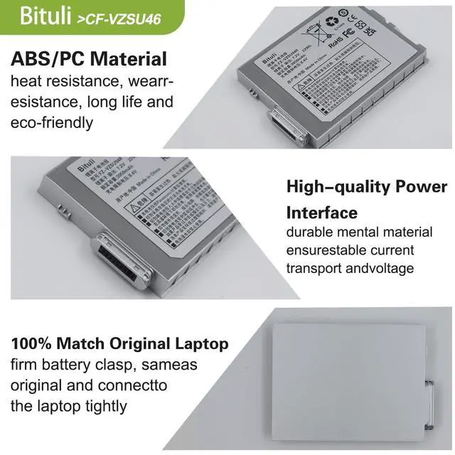 Alt view image 3 of 6 - FZ-VZSU94W FZ-VZSU94R Laptop Battery Replacement for Panasonic Toughpad FZ-B2 FZ-M1 MK1 FZ-M1C FZ-VZSU94 FZ-VZSU94K FZ-VZSU94JS FZ-VZSU95 FZ-VZSU95W PAFZVZSU95W FZ-VZSU95JS 7.2V 22Wh