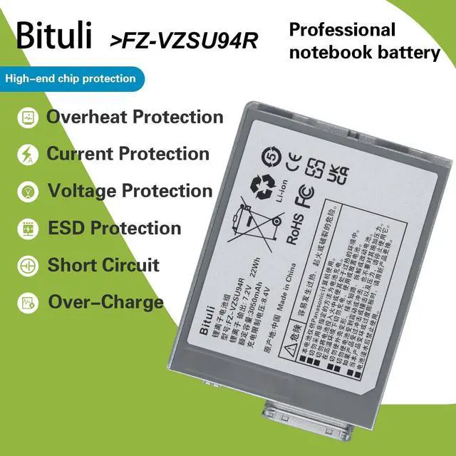 Alt view image 4 of 6 - FZ-VZSU94W FZ-VZSU94R Laptop Battery Replacement for Panasonic Toughpad FZ-B2 FZ-M1 MK1 FZ-M1C FZ-VZSU94 FZ-VZSU94K FZ-VZSU94JS FZ-VZSU95 FZ-VZSU95W PAFZVZSU95W FZ-VZSU95JS 7.2V 22Wh