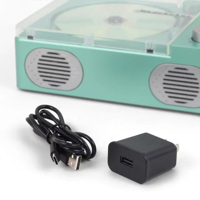 Alt view image 4 of 6 - SB3720 Portable Stereo Bluetooth CD Player with MP3 Playback, FM Radio, USB, and Built-in Rechargeable Battery (Teal)