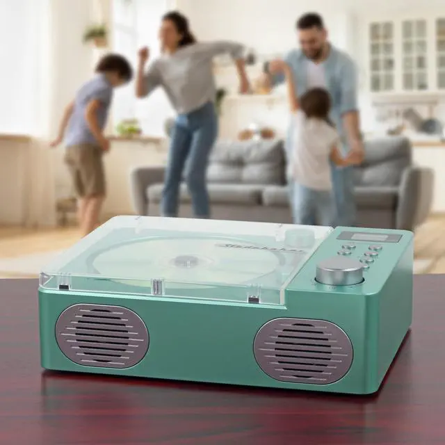 Alt view image 5 of 6 - SB3720 Portable Stereo Bluetooth CD Player with MP3 Playback, FM Radio, USB, and Built-in Rechargeable Battery (Teal)