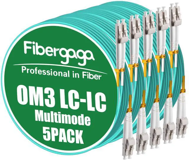 Main image of 5Pack 15M(50ft) OM3 LC to LC Fiber Patch Cable, Multimode 50/125µm 10G/40G, OD-2.0mm Fiber Optic Cable Duplex LSZH Fiber Jumper