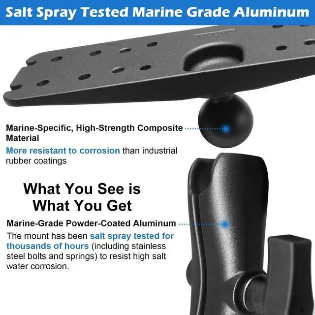 Alt view image 2 of 6 - 1.5" Ball Fish Finder Mount for 9" to 12" Large Fishfinder, Marine Electronic Depth Finder Mount with C Size Ball, Compatible with Garmin, Lowrance, Humminbird and More
