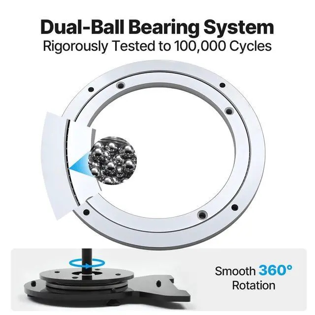 Alt view image 3 of 6 - Aluminum Alloy Dual Ball Bearing Turntable Cable Reel Stand, Adjustable Feet Supports up to 220 lbs, Vertical & Horizontal Use, Ergonomic Detachable Handle, Smooth & Stable Rotation (Large)