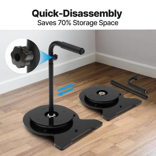 Alt view image 4 of 6 - Aluminum Alloy Dual Ball Bearing Turntable Cable Reel Stand, Adjustable Feet Supports up to 220 lbs, Vertical & Horizontal Use, Ergonomic Detachable Handle, Smooth & Stable Rotation (Large)