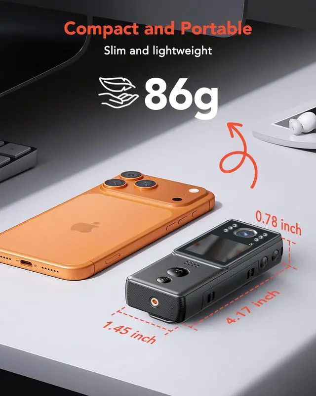 Alt view image 5 of 6 - 4K Mini Body Camera with Video and Audio 64G, 2X 1400mAh Batteries& Charging Dock, A29 Body Wearable Camera with Night Vision & Bike Mount for Security, Vlogging, Pet, Cycling, Daily Recording