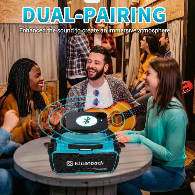 Alt view image 5 of 6 - Cordless Bluetooth Speaker Compatible with Makita 18V Max Batterty, 80W Portable Outdoor Wireless Boombox, Durable for Jobsites, Phone Holder Included(Tool Only)