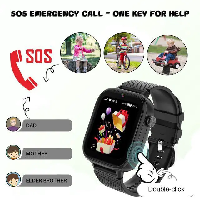 Alt view image 3 of 6 - 4G Kids Smart Watches Girls Gifts Age 3-12, Smart Watch for Kids with 47 Games, Two-Way Calling Feature, SOS Emergency Call Camera Video Recorder Gift Toys for Girls Ages 5 6 7 8 9 10 (Black)