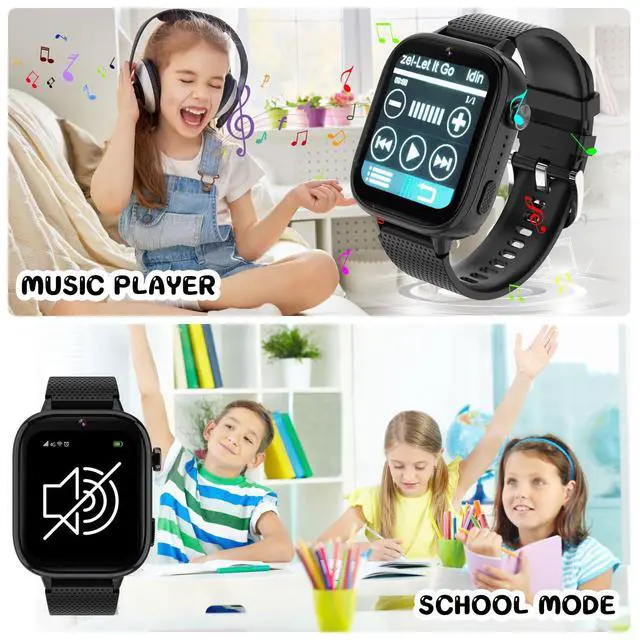 Alt view image 4 of 6 - 4G Kids Smart Watches Girls Gifts Age 3-12, Smart Watch for Kids with 47 Games, Two-Way Calling Feature, SOS Emergency Call Camera Video Recorder Gift Toys for Girls Ages 5 6 7 8 9 10 (Black)