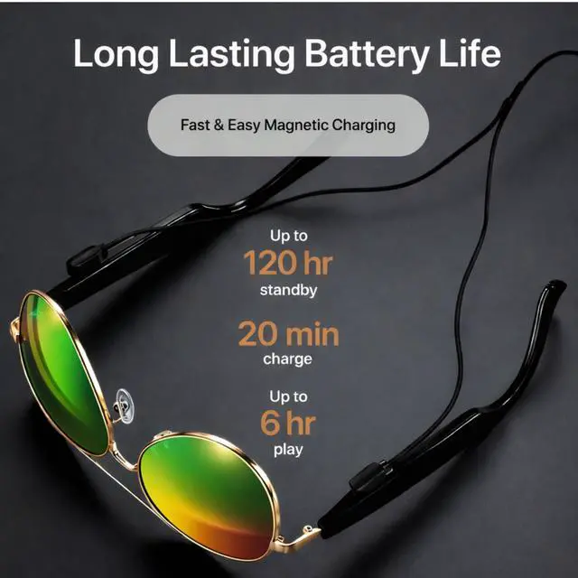 Alt view image 6 of 6 - Rare-Edition G-Revo Coating Lens AI Smart Bluetooth Glasses for Men Women Easy Pair with ChatGPT-Claude, 99% Accuracy, Speakers Siri Android Touch Voice Assistant, 120H Aviator (Emerald Royale Green)