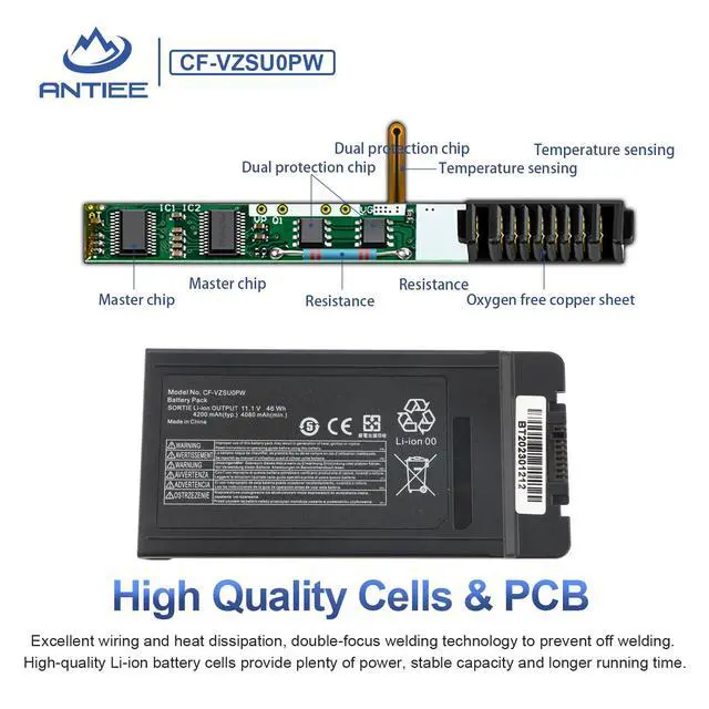 Alt view image 3 of 6 - CF-VZSU0PW CF-VZSU0PR Laptop Battery Replacement for Panasonic TOUGHBOOK CF54 CF-54 Mk1 Series 54 Gloved Multi Touch, 54 Prime CF-VZSUOPW CF-VZSU0GW CF-VZSU0KR 46Wh 4200mAh