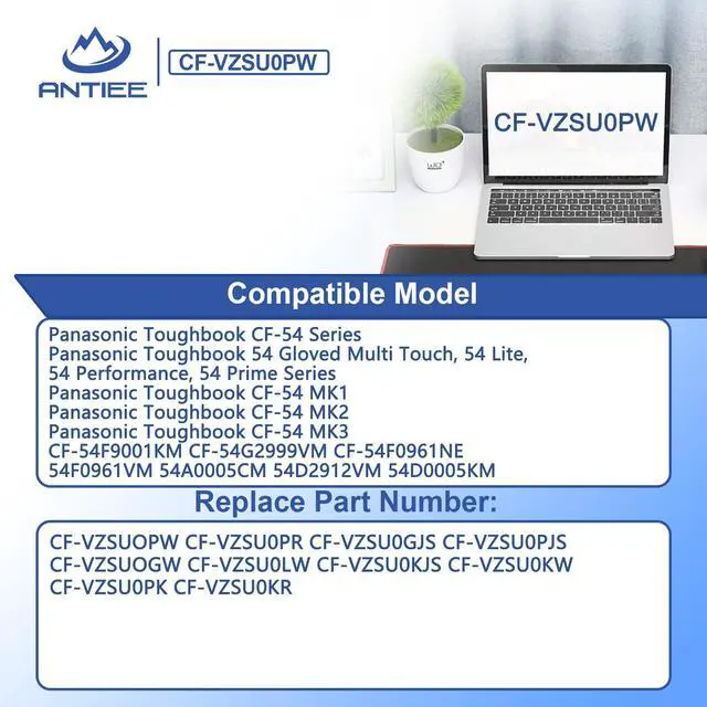Alt view image 4 of 6 - CF-VZSU0PW CF-VZSU0PR Laptop Battery Replacement for Panasonic TOUGHBOOK CF54 CF-54 Mk1 Series 54 Gloved Multi Touch, 54 Prime CF-VZSUOPW CF-VZSU0GW CF-VZSU0KR 46Wh 4200mAh