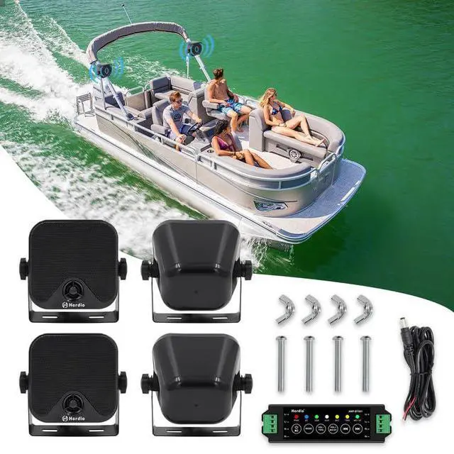 Alt view image 6 of 6 - 4 Inch 240W Boat Marine Bluetooth Speakers Waterproof Outdoor Speakers for Golf Cart ATV UTV RZR Camper Tractor Boat Truck Jeep Courtyard Powersports,2 Pairs (Black)