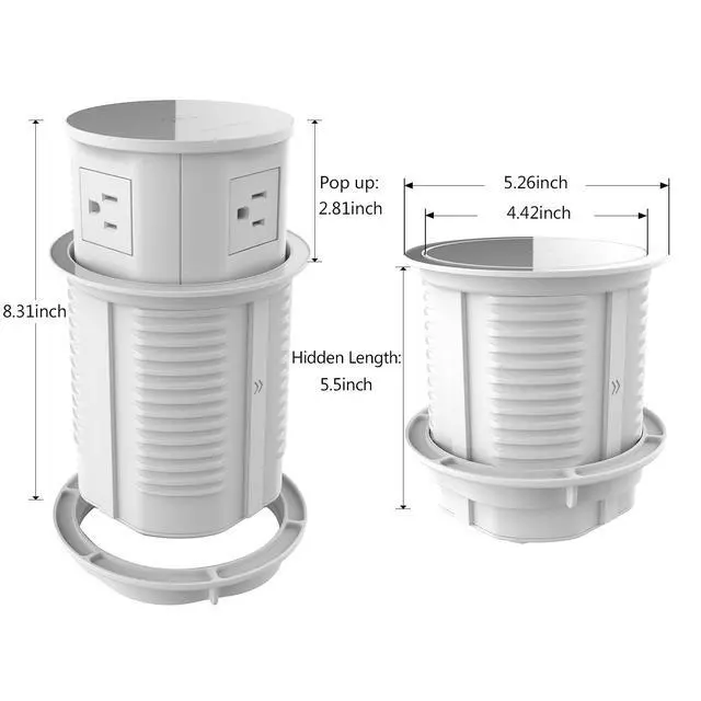 Alt view image 6 of 6 - Pop up Power Outlet with 15W Wireless Charger,Pop up Electrical Outlets for Countertops,4.7'' Diameter Round Pop Up Counter Outlet with 4 Outlets,2 USB,Hidden Pop Out Outlet,ETL Listed
