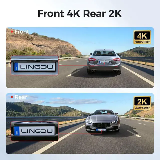 Alt view image 3 of 6 - LD02 5K On Dash Cam 5G WiFi with Free 64GB Card, 4K+2K Front and Rear Dual Dashcam 170° WDR IR Night Vision, 24H Parking Mode G-Sensor 3" Build-in GPS, Max Up Support to 128GB, Easy to Install (Black)