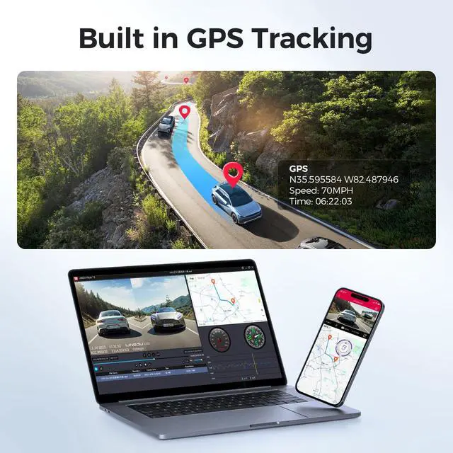 Alt view image 5 of 6 - LD02 5K On Dash Cam 5G WiFi with Free 64GB Card, 4K+2K Front and Rear Dual Dashcam 170° WDR IR Night Vision, 24H Parking Mode G-Sensor 3" Build-in GPS, Max Up Support to 128GB, Easy to Install (Black)