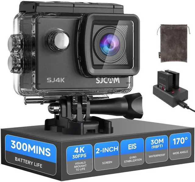 Main image of SJ4000 4K Ultra HD Waterproof Action Camera - 20MP WiFi Sports Cam for Adventure & Diving | EIS Anti-Shake, Support External Mic & 4X Zoom, Reliable Beginner Camera for Travel, Hiking, & Surfing