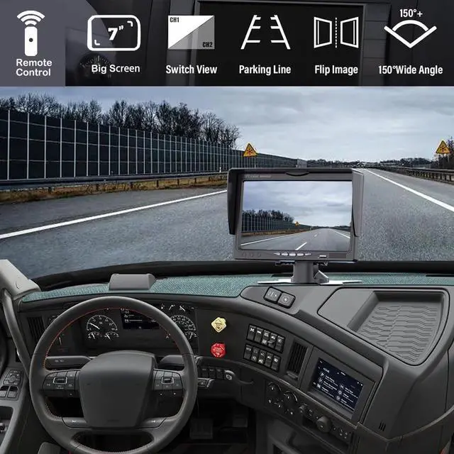 Alt view image 4 of 6 - Backup Camera Monitor Kit,7" HD 1080P Monitor,IP69 Waterproof Rearview Reversing Rear View Camera for Truck Trailer Semi-Trailer Box Truck RV Pickup Truck,Easy Installation (Single Cam)