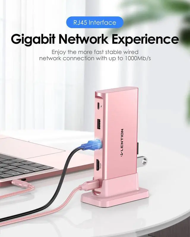 Alt view image 4 of 6 - USB C Docking Station with 100W PD, 4K HDMI, Gigabit Ethernet, USB 3.0/2.0, Aux Adapter for 2026-2016 MacBook Pro, 2026-2018 Mac Air/Surface/Steam Deck, More, Stable Driver Certified