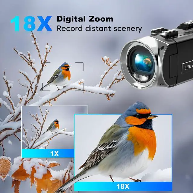 Alt view image 4 of 6 - 4K Video Camera Camcorder UHD 36MP Vlogging Camera for YouTube 18x Digital Zoom 3" 270° Rotation IPS Screen Video Camcorder with Fill Light, Mic, 32GB Card, Battery