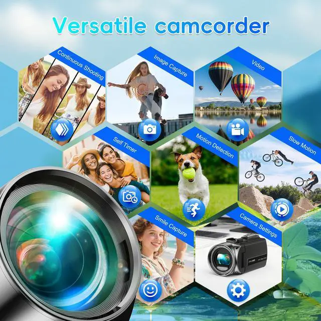 Alt view image 5 of 6 - 4K Video Camera Camcorder UHD 36MP Vlogging Camera for YouTube 18x Digital Zoom 3" 270° Rotation IPS Screen Video Camcorder with Fill Light, Mic, 32GB Card, Battery