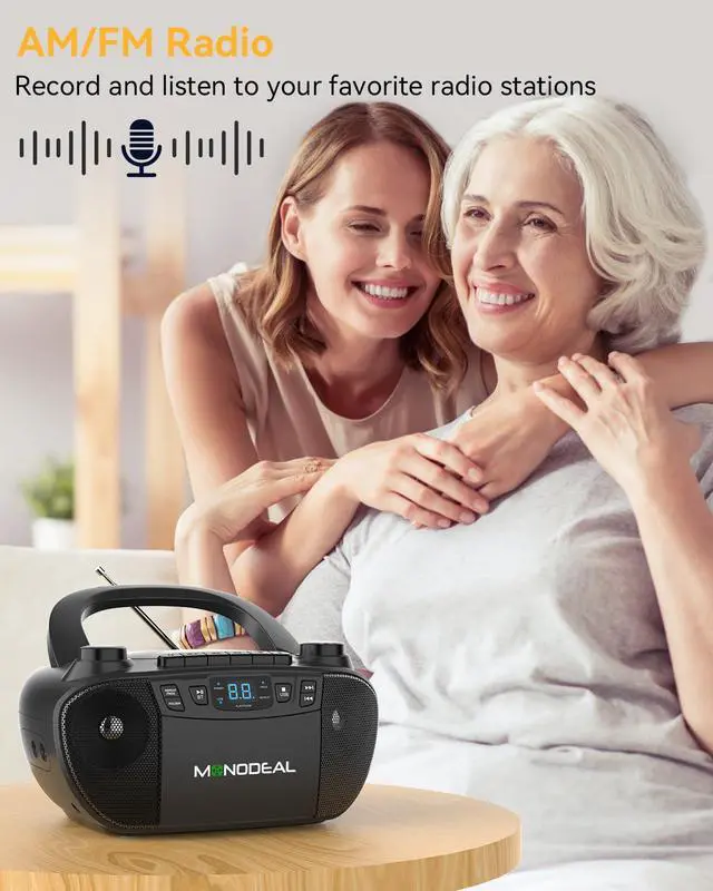 Alt view image 2 of 6 - Cassette Tape Player with AM FM Radio | Multi-Functional CD and Cassette Player Combo,Tape Recording,USB/AUX,AC/DC Power,Headphone Jack for Gift