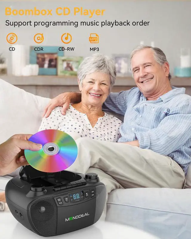 Alt view image 3 of 6 - Cassette Tape Player with AM FM Radio | Multi-Functional CD and Cassette Player Combo,Tape Recording,USB/AUX,AC/DC Power,Headphone Jack for Gift