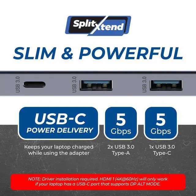 Alt view image 2 of 6 - SplitXtend USB C Docking Station Triple Monitor with 3xHDMI Ports, Thunderbolt 4 Dock, HDMI DisplayPort Hub, Dual Monitor HDMI Adapter Extend, USB C Splitter, 100W PD, SD Card Reader, 4K Output
