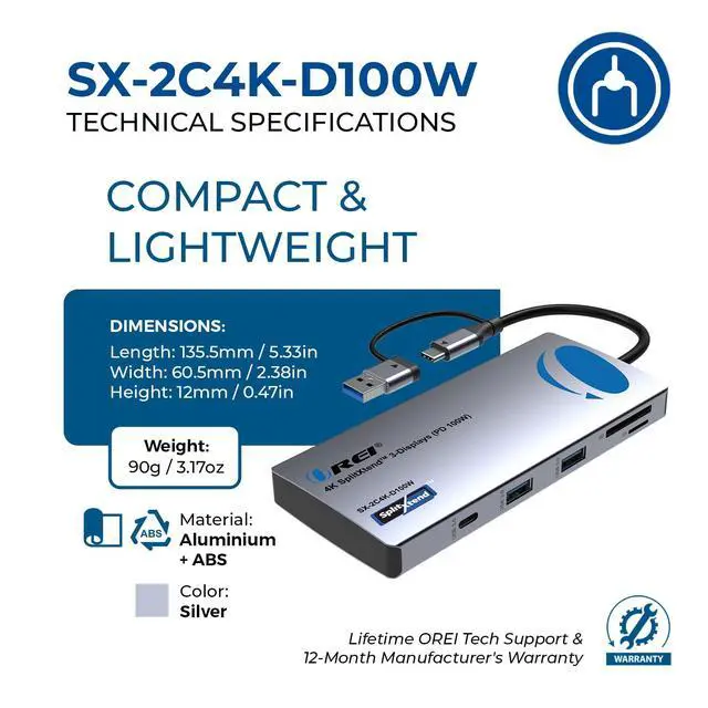 Alt view image 5 of 6 - SplitXtend USB C Docking Station Triple Monitor with 3xHDMI Ports, Thunderbolt 4 Dock, HDMI DisplayPort Hub, Dual Monitor HDMI Adapter Extend, USB C Splitter, 100W PD, SD Card Reader, 4K Output