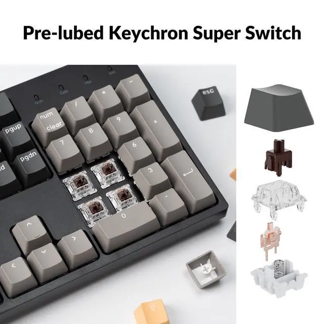 Alt view image 6 of 6 - C2 Pro Wired QMK/VIA Mechanical Keyboard Full Size Layout Custom Programmable Macro RGB Backlit with K Pro Brown Switch OEM Profile Double-Shot PBT Keycaps for Mac Windows Linux