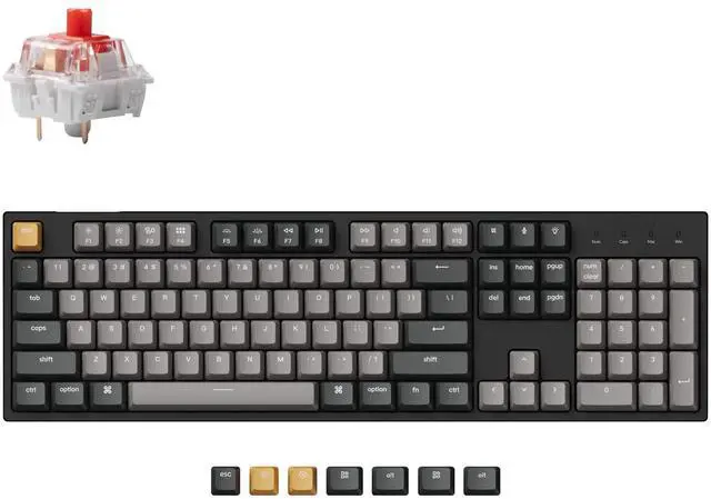 Main image of C2 Pro Wired QMK/VIA Mechanical Keyboard Full Size Layout Custom Programmable Macro RGB Backlit with K Pro Red Switch OEM Profile Double-Shot PBT Keycaps for Mac Windows Linux