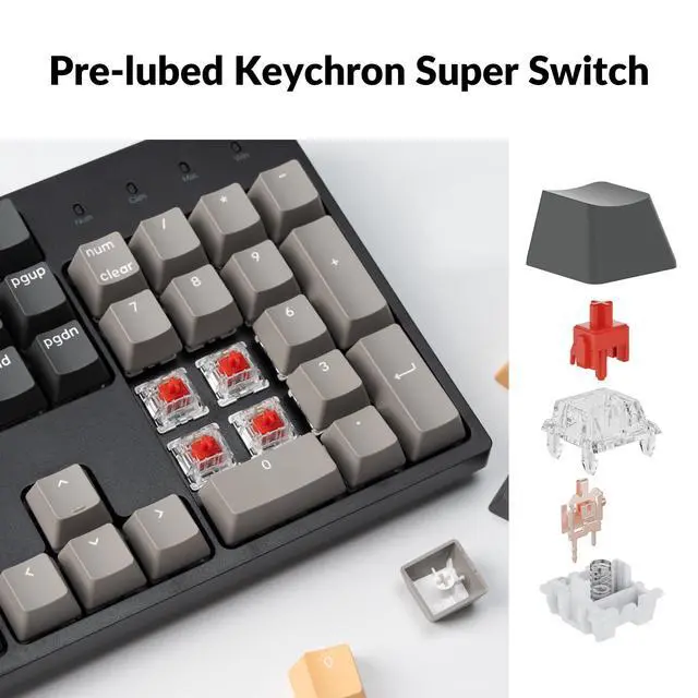 Alt view image 6 of 6 - C2 Pro Wired QMK/VIA Mechanical Keyboard Full Size Layout Custom Programmable Macro RGB Backlit with K Pro Red Switch OEM Profile Double-Shot PBT Keycaps for Mac Windows Linux