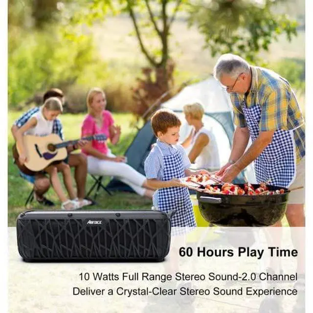 Alt view image 2 of 6 - Solar Bluetooth Speaker 60 Hours Play Time 5000mAh Power Bank Outdoor Portable Wireless Dual Speaker with Mic Stereo Sound Bass, for Home, Hiking, Travel, Riding, Beach, Camping-Black